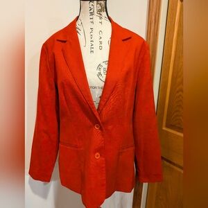 Vintage Stockton Of Dallas Women's Red Button Vneck Blazer Jacket Size 14 80's